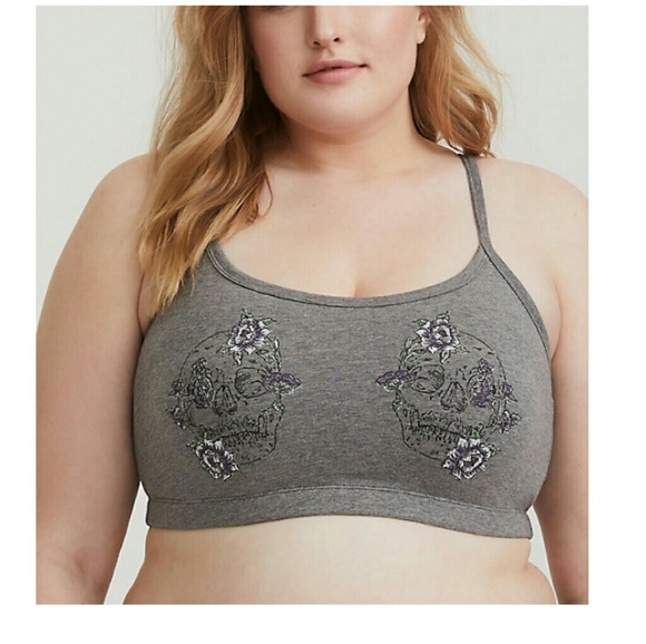 torrid Other - Torrid 3X Grey Racerback Bralette w/Skulls/Floral